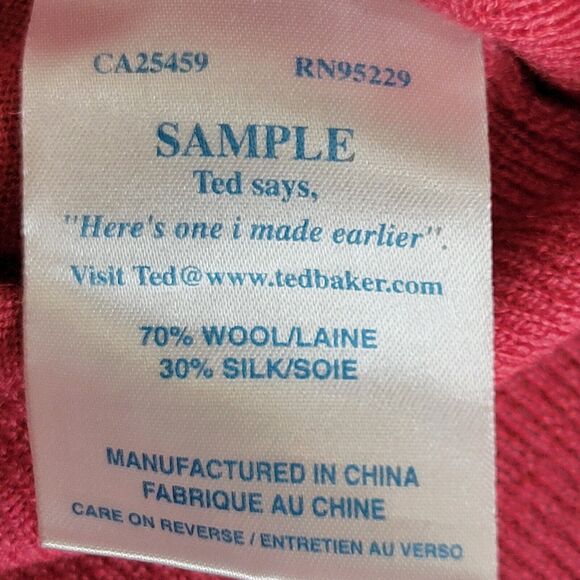 Ted Baker Womens Sweater Wool Silk Puffed Balloon Sleeves Medium Pink SZ 2=6 US - Picture 10 of 11